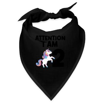 2nd Birthday Mädchen Einhorn 2nd Birthday Mädchen - Bandana - Schwarz - Vorne