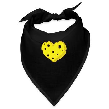 Stück Käse in Herzform - Bandana - Schwarz - Vorne