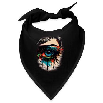 Psychedelisches Auge mit bunten Airbrush Details - Bandana - Schwarz - Vorne