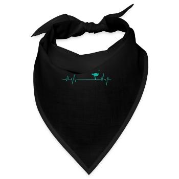 Herzschlaglinie Strauß Tier Vogel - Bandana - Schwarz - Vorne