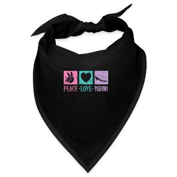 Peace Love Peafowl Vogel Gefieder Fasan - Bandana - Schwarz - Vorne