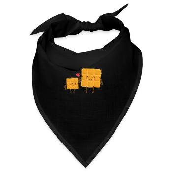 Waffel Mama mit Waffel Kind Teig Gebäck - Bandana - Schwarz - Vorne