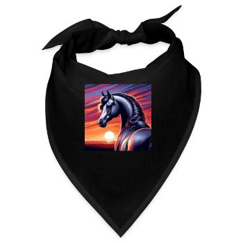 Arabische Pferdezeichnung - Bandana - Schwarz - Vorne