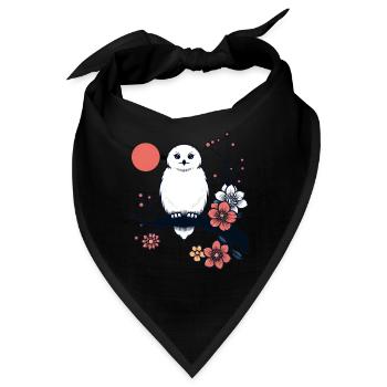 Schneeeule im Frühlingsmond Nacht - Bandana - Schwarz - Vorne