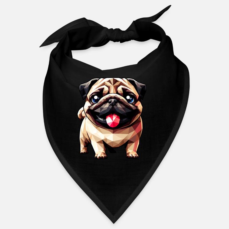 Geometrischer Mops: Polygon-Kunstwerk Bandana