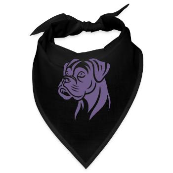 Hund Boxer Kopf Silhouette Minimalistisch - Bandana - Schwarz - Vorne
