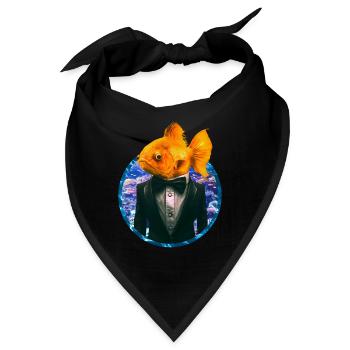 Goldfisch im Smoking im Korallenriff - Bandana - Schwarz - Vorne