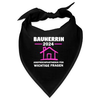 Bauherrin 2024 Hausbau Häuslebauer Geschenk - Bandana - Schwarz - Vorne