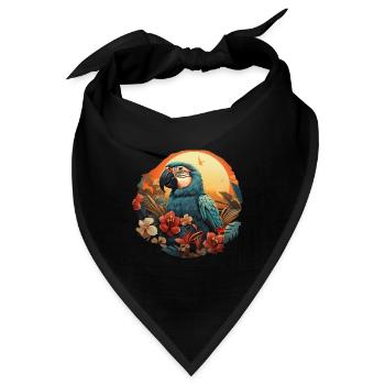 Tropisch - Papagei - Bandana - Schwarz - Vorne