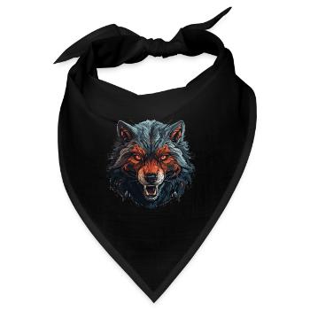 Wolf - Illustration - Bandana - Schwarz - Vorne