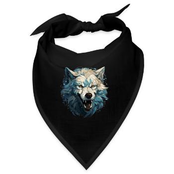 Wolf - Illustration - Bandana - Schwarz - Vorne