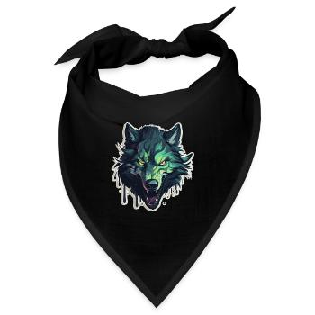 Wolf - Illustration - Bandana - Schwarz - Vorne