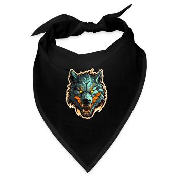 Wolf - Illustration - Bandana - Schwarz - Vorne