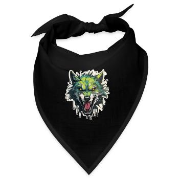 Wolf - Illustration - Bandana - Schwarz - Vorne