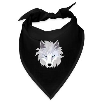 Wolf - Illustration - Bandana - Schwarz - Vorne