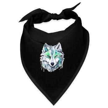 Wolf - Illustration - Bandana - Schwarz - Vorne