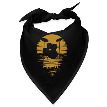 Drumset Silhouette Schlagzeug mit Spiegelung - Bandana - Schwarz - Vorne