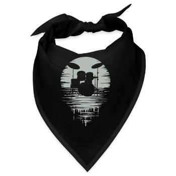 Drumset Silhouette Schlagzeug mit Spiegelung - Bandana - Schwarz - Vorne