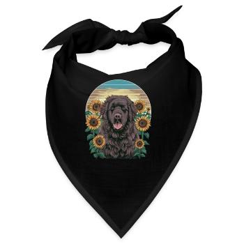 Süßer Neufundländer mit sonnigen Sonnenblumen. - Bandana - Schwarz - Vorne