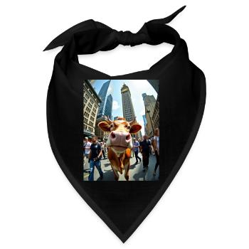 Lustige Kuh Selfie in einer belebten Stadt - Bandana - Schwarz - Vorne