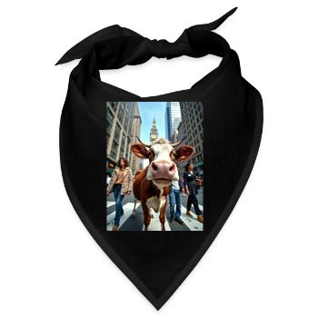 Lustige Kuh Selfie in einer belebten Stadt - Bandana - Schwarz - Vorne