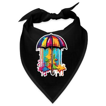 Regenschirm / Wetter / Niederschlag / Regentropfen - Bandana - Schwarz - Vorne