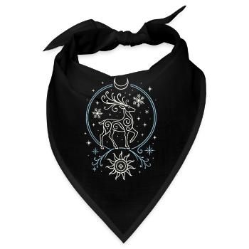 Yule Hirsch mit Sonne, Mond und Geweih - Bandana - Schwarz - Vorne