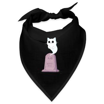 Geisterkätzchen am Grabstein - Bandana - Schwarz - Vorne