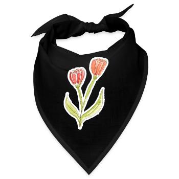 Wasserfarbene Tulpe - Bandana - Schwarz - Vorne