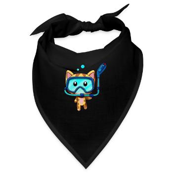 Katze Schnorchel Taucher schnorcheln - Bandana - Schwarz - Vorne