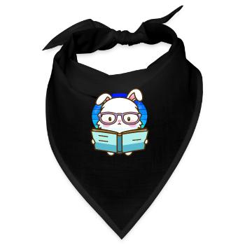 Bücherwurm-Hase - Bandana - Schwarz - Vorne