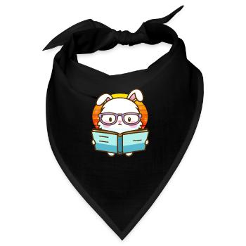 Bücherwurm-Hase - Bandana - Schwarz - Vorne