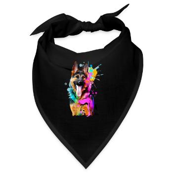 Farbkleckse Schäferhund - Bandana - Schwarz - Vorne