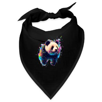 Farbexplosion Panda Bär - Bandana - Schwarz - Vorne