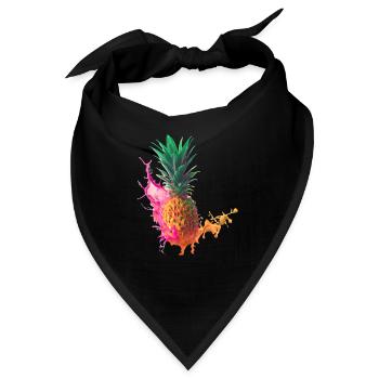 Farbenfrohe Ananas - Bandana - Schwarz - Vorne