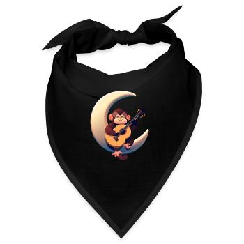 Musikalischer Affe im Halbmond - Bandana - Schwarz - Vorne