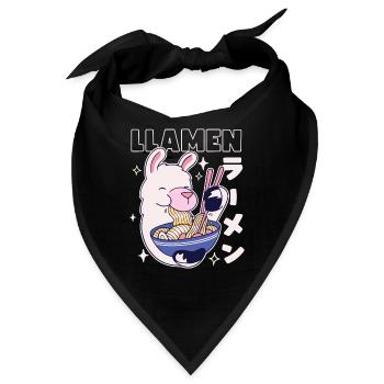 Llamen Kawaii Lama isst Ramen - Bandana - Schwarz - Vorne