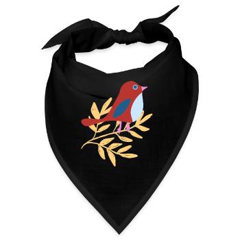 Kleiner Vogel auf Zweig - Bandana - Schwarz - Vorne