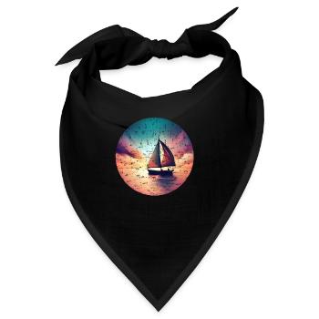 Segelboot segelt in den Sonnenuntergang Grunge - Bandana - Schwarz - Vorne