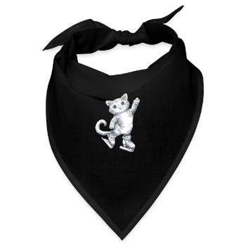 Katze auf Schlittschuhen Zeichnung - Bandana - Schwarz - Vorne