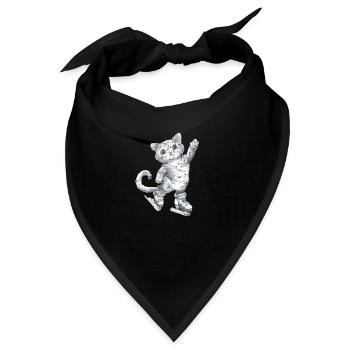 Katze auf Schlittschuhen Zeichnung - Bandana - Schwarz - Vorne