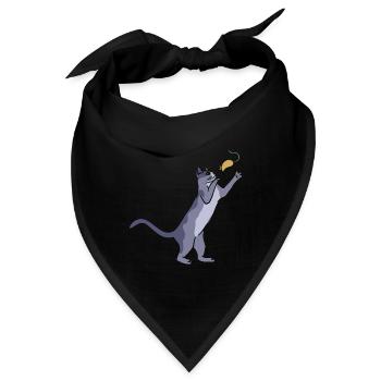 Katze mit Maus - Bandana - Schwarz - Vorne