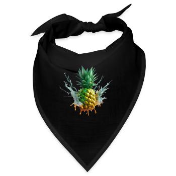 Farbenfrohe Ananas - Bandana - Schwarz - Vorne