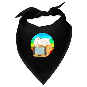 Katze Tv Sonnenuntergang - Bandana - Schwarz - Vorne
