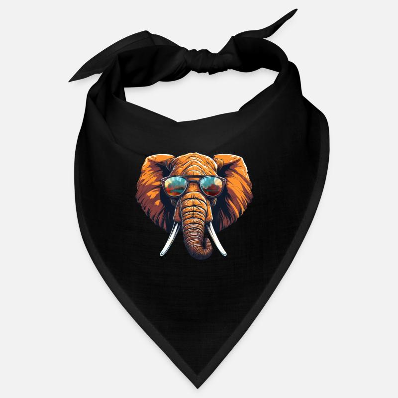 Éléphant cool avec des lunettes de soleil en chaud Bandana