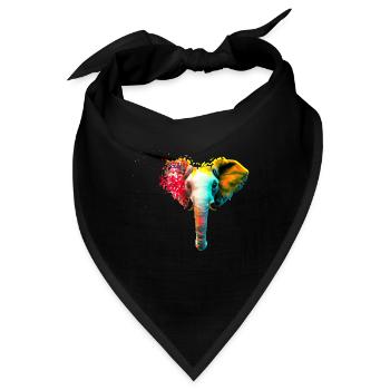 Elefantenkopf mit Farbexplosion - Bandana - Schwarz - Vorne