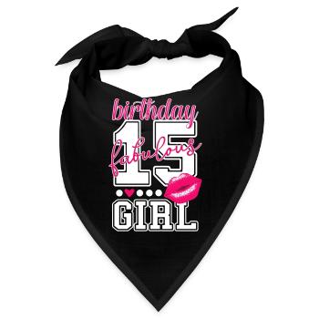 15 Jahre alt, 15. Geburtstag pink Kiss birthday - Bandana - Schwarz - Vorne