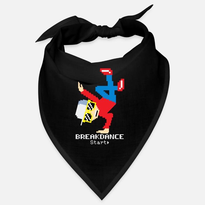 Pixel Breakdance B-Boy | Retro 8-Bit Hip Hop  - Bandana - Schwarz