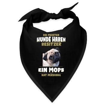 Mops Shirt - Mops Hund TShirt - Bandana - Schwarz - Vorne