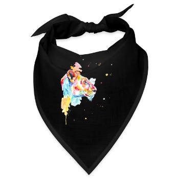 Bunte Aquarell Löwenmama - Bandana - Schwarz - Vorne